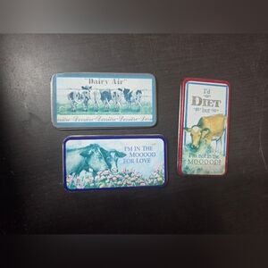 90s Sunbleached Kirklands Cow Themed Magnetic Tin Set